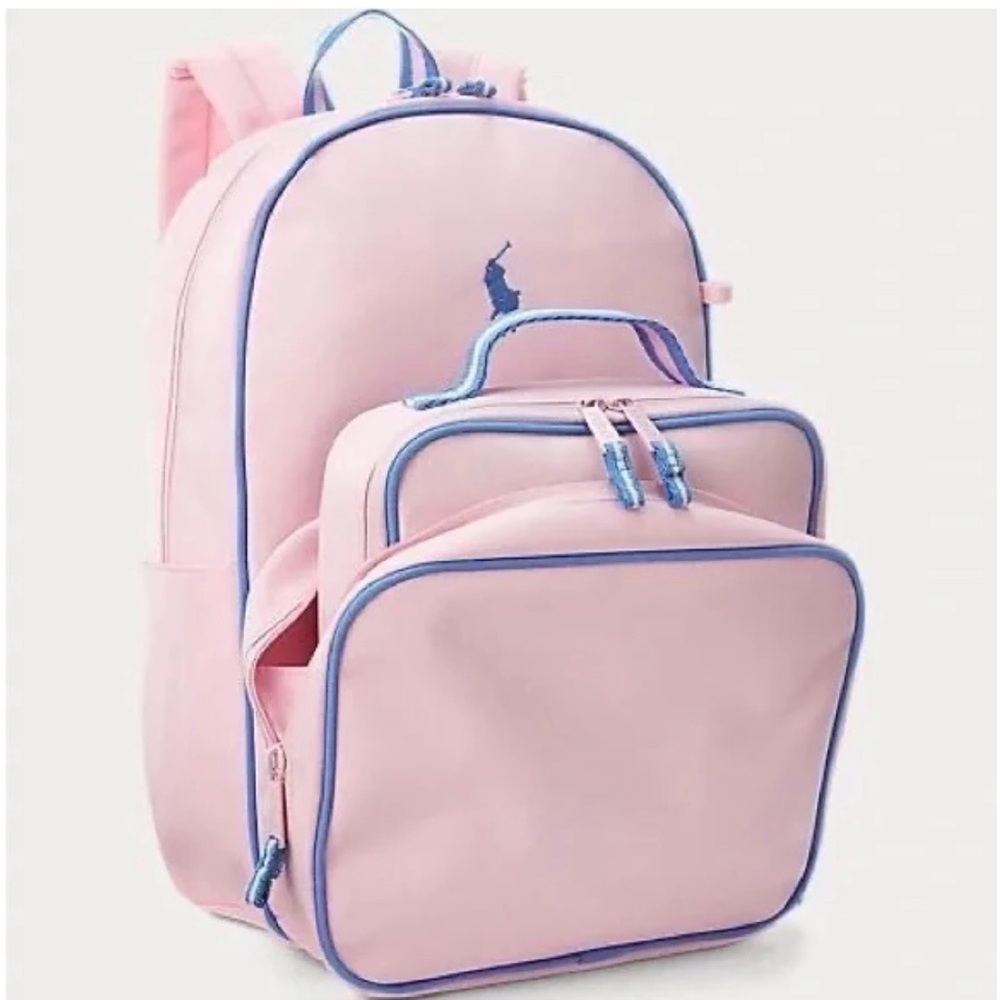 Ralph Lauren Girls Classical Oxford Backpack with Lunch Tote Set. New w/Tags